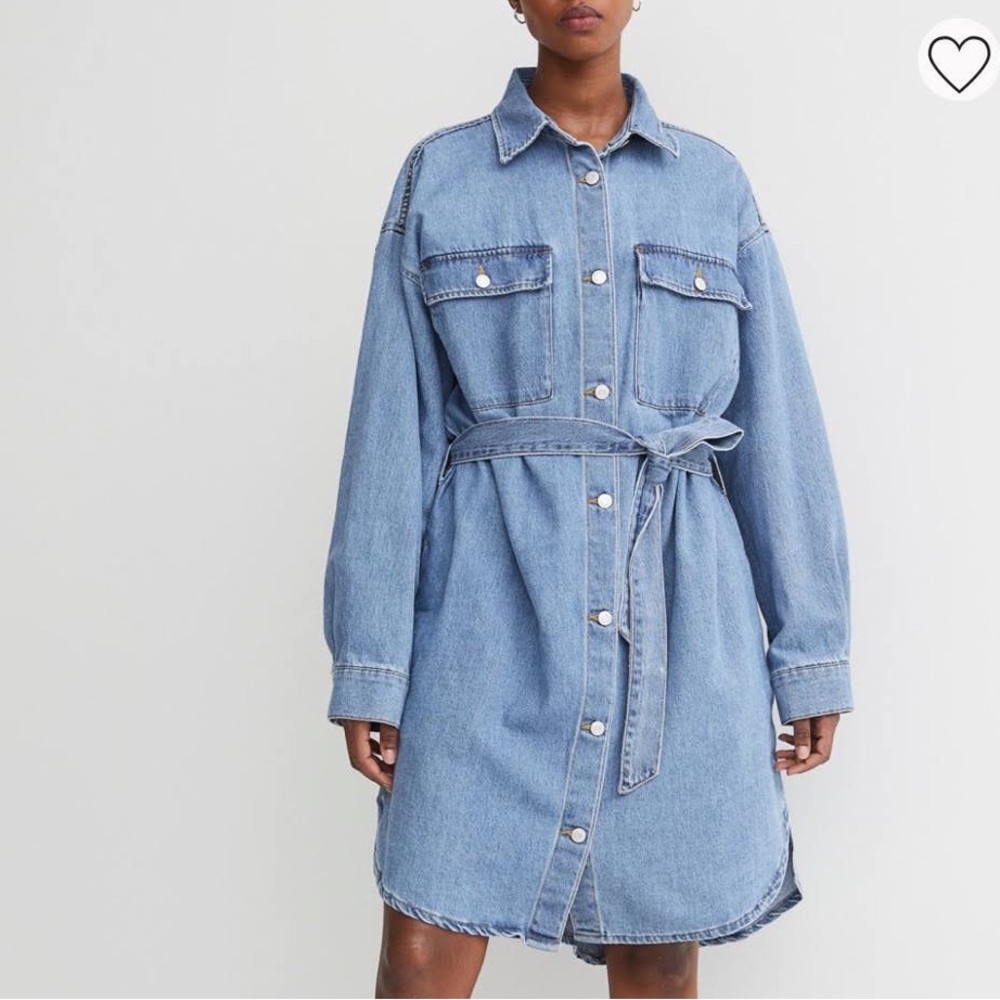 never worn before long sleeve jean button down dress with belt.